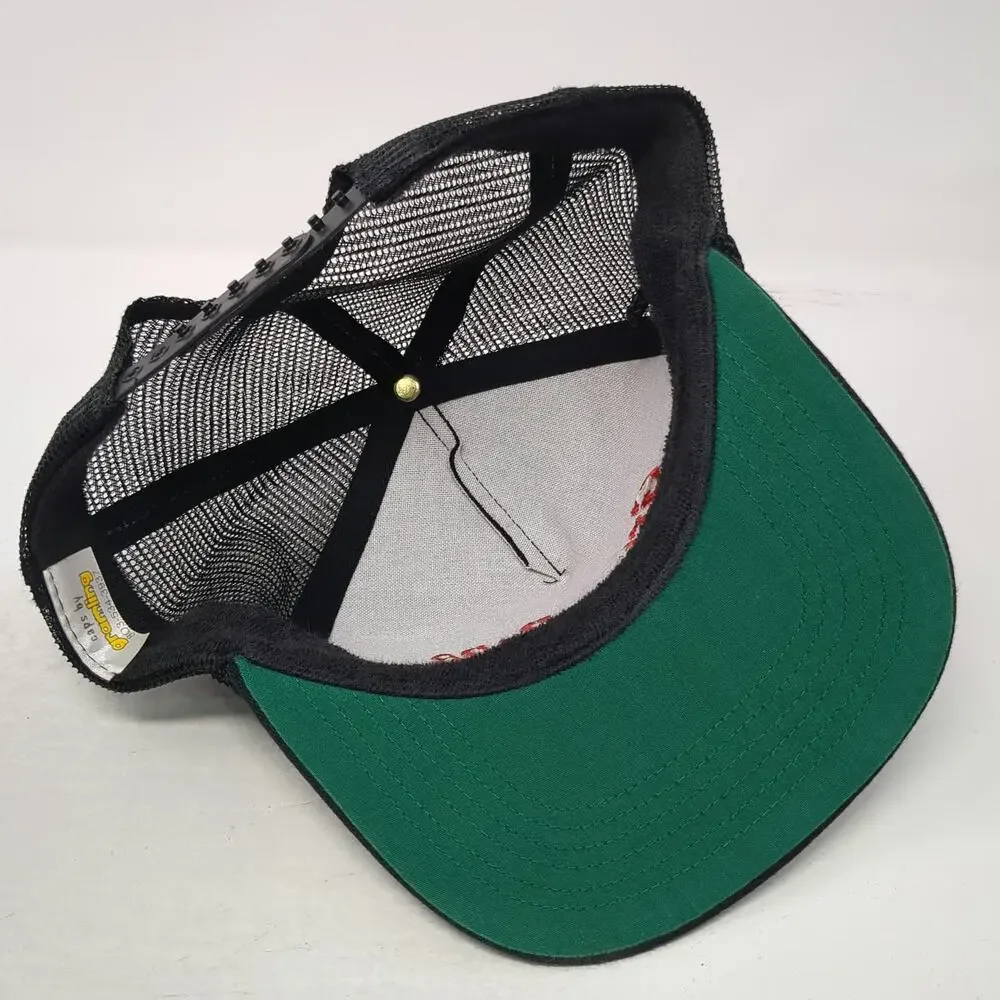 Gramling Trucker Hat Black One Size Great Dane Rope Mesh Snapback Green Brim